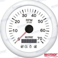 COMPTE TOURS 0/7000RPM BLANC LED ALARME